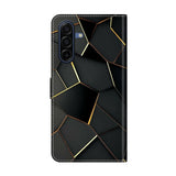 Samsung Galaxy A37 EIDERWOOD Kunstlæder Flipcover m. Indbygget Kortholder & Standerfunktion - Sort / Guld