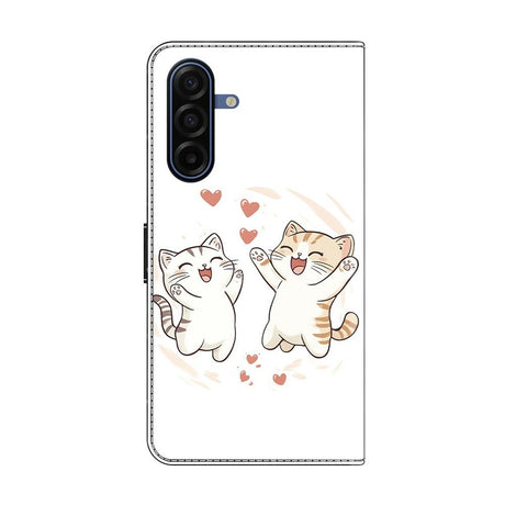 Samsung Galaxy A57 EIDERWOOD Kunstlæder Flipcover m. Indbygget Kortholder & Standerfunktion - Katte & Hjerter
