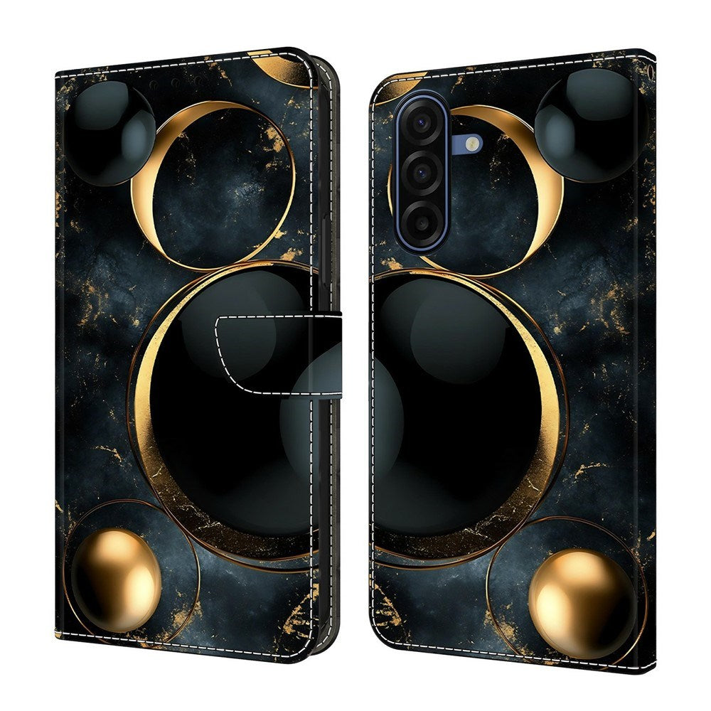 Samsung Galaxy A57 EIDERWOOD Kunstlæder Flipcover m. Indbygget Kortholder & Standerfunktion - Guldringe