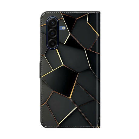 Samsung Galaxy A57 EIDERWOOD Kunstlæder Flipcover m. Indbygget Kortholder & Standerfunktion - Sort / Guld