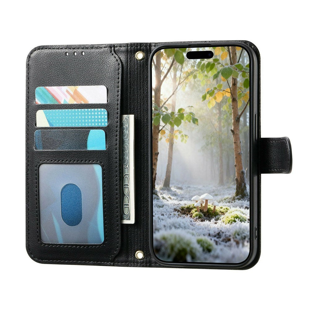 iPhone 18 Pro / 17 Pro EIDERWOOD Kunstlæder Flip Cover m. Tekstur - Sort