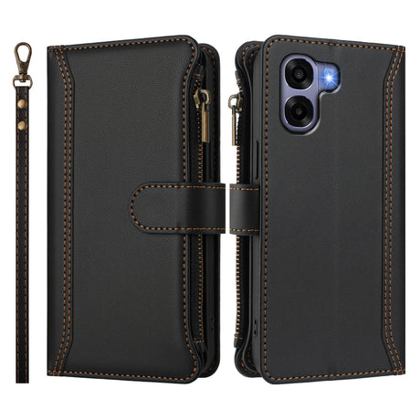 OPPO A6x EIDERWOOD Flip Cover i Kunstlæder - 9 x Kortholder - Lynlåslomme - Sort
