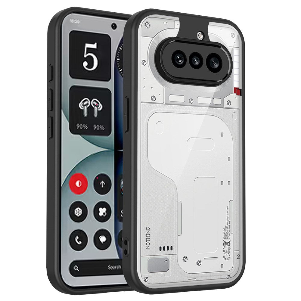 Nothing Phone (4a) Hybrid Bagside Cover - Gennemsigtig / Sort