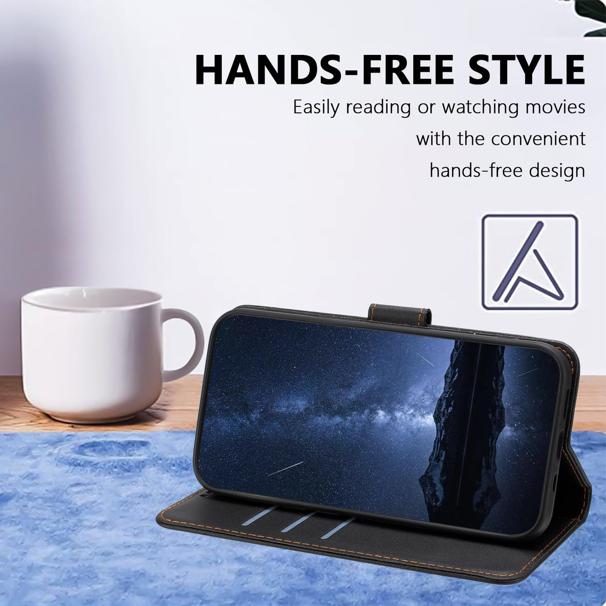 Xiaomi Redmi A7 Pro EIDERWOOD Kunstlæder Flip Cover m. Kortholder - Sort