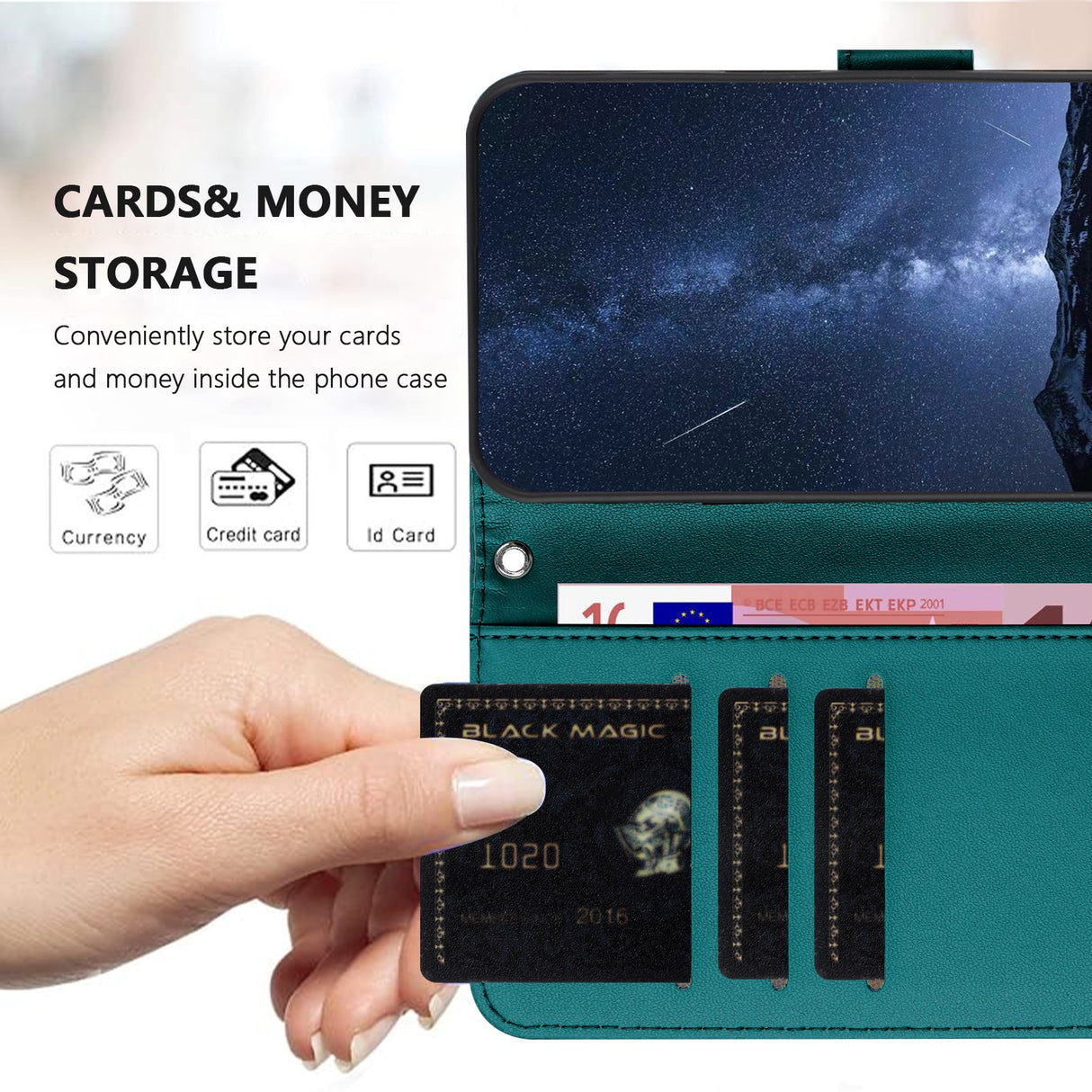 Xiaomi Redmi A7 Pro EIDERWOOD Kunstlæder Flip Cover m. Kortholder - Grøn