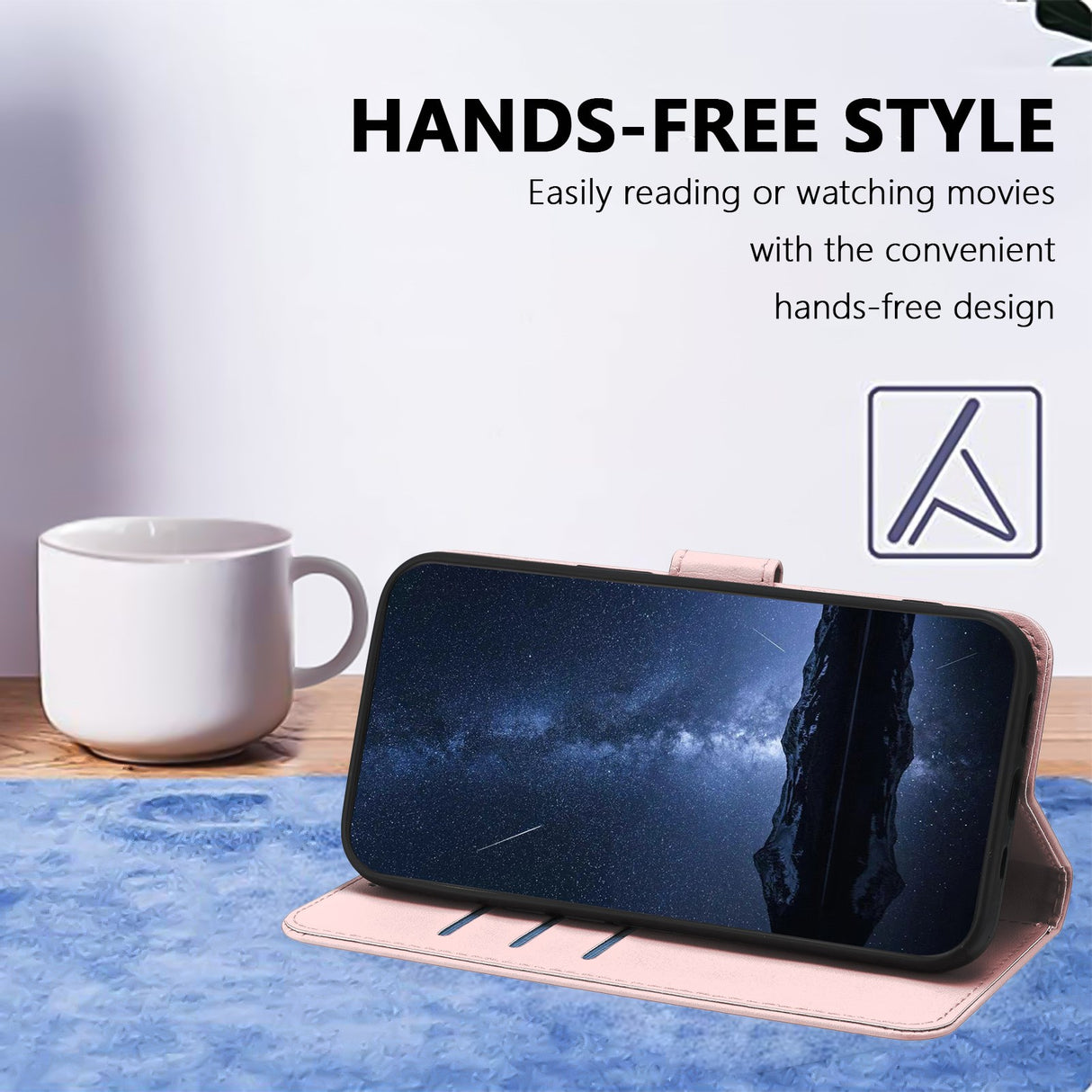 Xiaomi Redmi A7 Pro EIDERWOOD Kunstlæder Flip Cover m. Kortholder - Rose Gold
