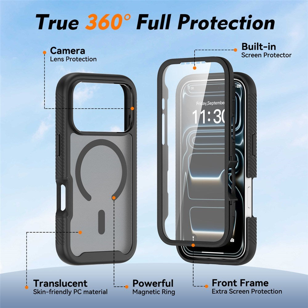 iPhone 18 Pro / 17 Pro EIDERWOOD Mat Hybrid Plast Bagside Cover m. Skærmbeskyttelsesfilm - MagSafe Kompatibel - Sort