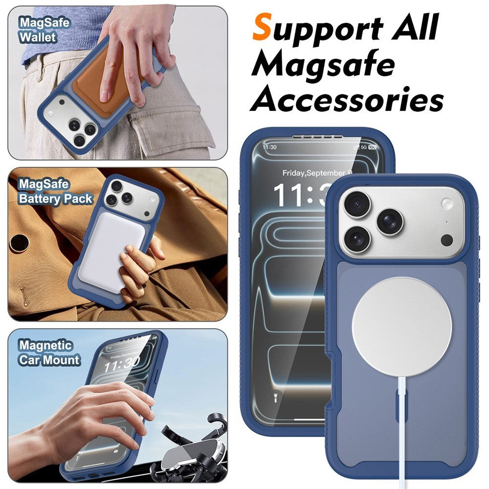 iPhone 18 Pro Max / 17 Pro Max EIDERWOOD Mat Hybrid Plast Bagside Cover m. Skærmbeskyttelsesfilm - MagSafe Kompatibel - Blå