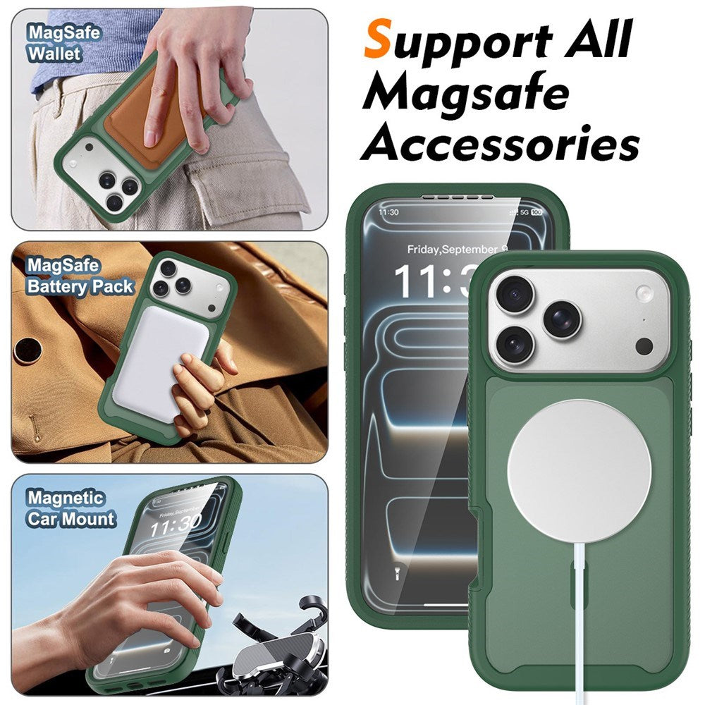 iPhone 18 Pro Max / 17 Pro Max EIDERWOOD Mat Hybrid Plast Bagside Cover m. Skærmbeskyttelsesfilm - MagSafe Kompatibel - Grøn