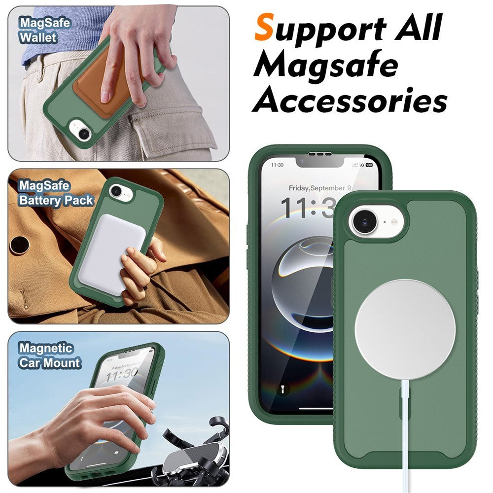 iPhone 17e / 16e EIDERWOOD Mat Hybrid Mobilcover m. Skærmbeskyttelsesramme - Grøn