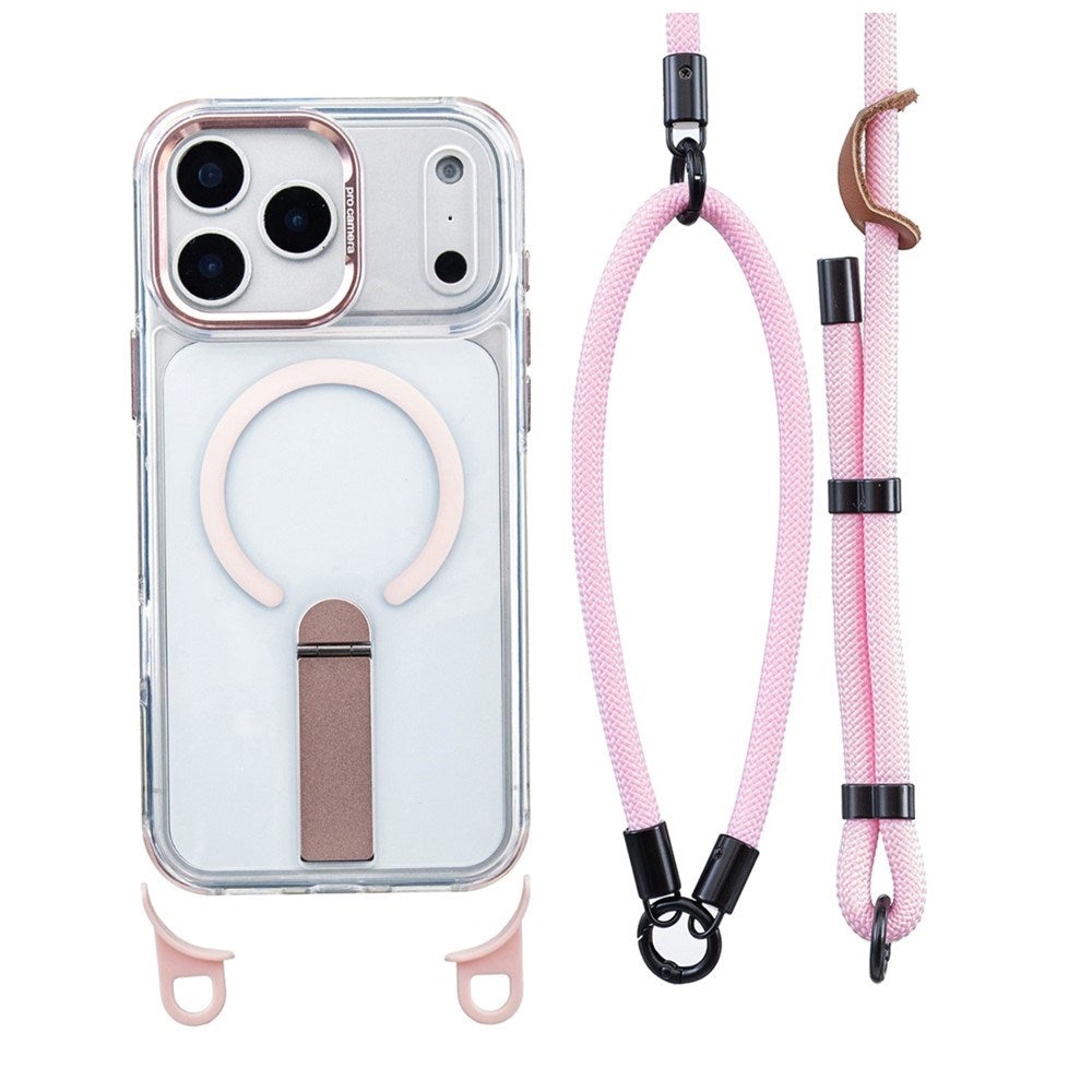 iPhone 17 Pro EIDERWOOD Mobilcover m. Ståfunktion & Skulder- / Håndledsstrop - MagSafe Kompatibel - Lyserød