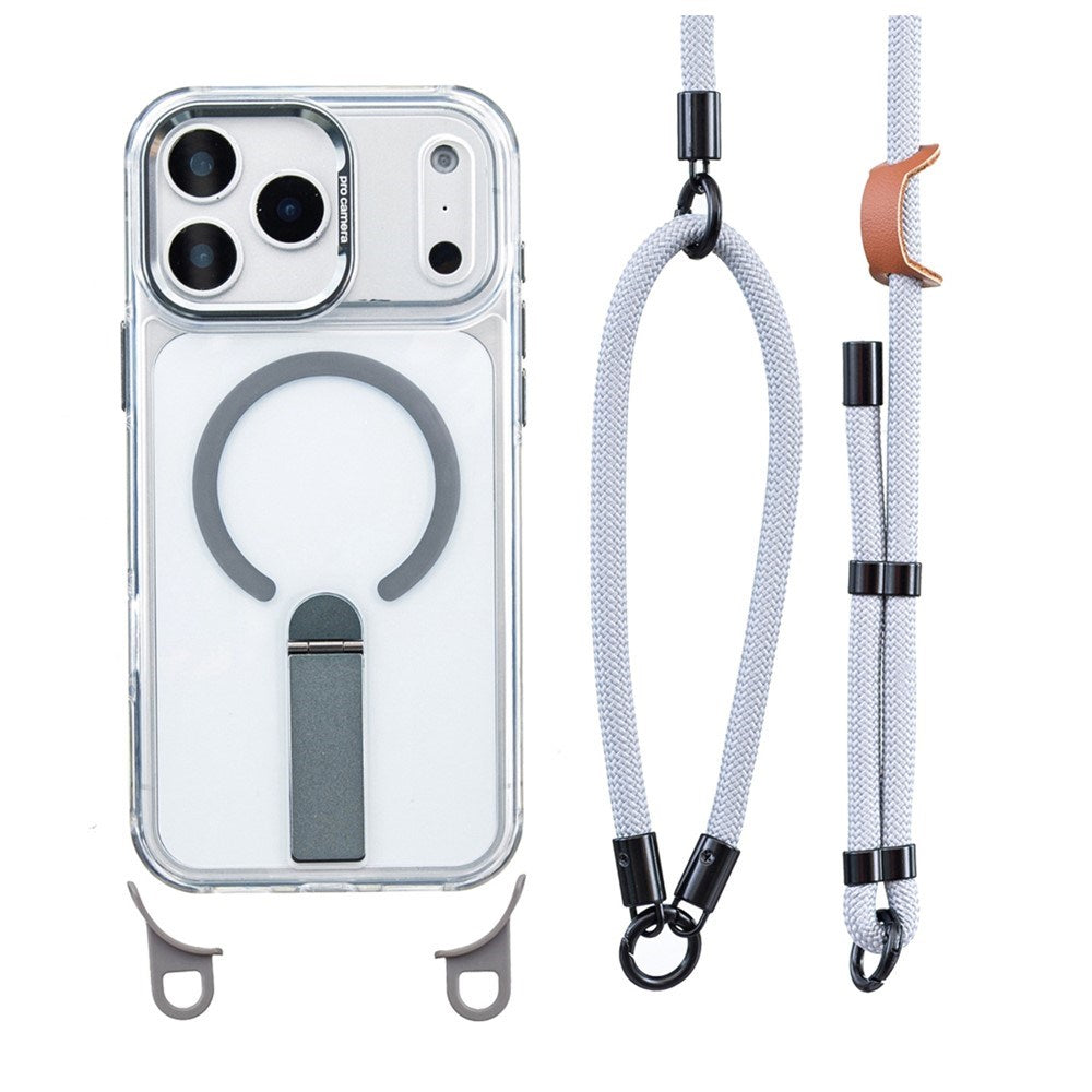 iPhone 17 Pro EIDERWOOD Mobilcover m. Ståfunktion & Skulder- / Håndledsstrop - MagSafe Kompatibel - Grå