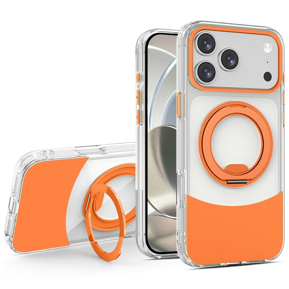 iPhone 17 Pro EIDERWOOD Hybrid Mobilcover med Ståfunktion - MagSafe Kompatibel - Gennemsigtig / Orange
