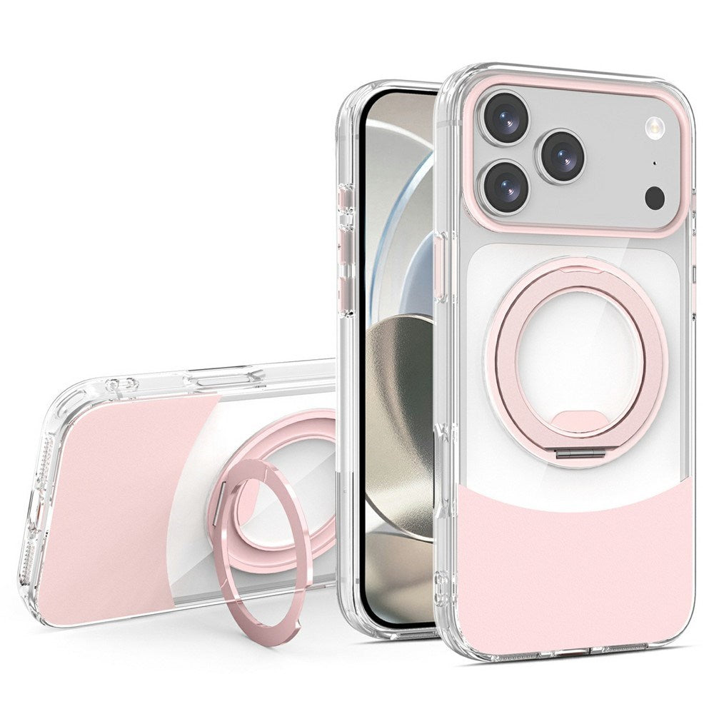 iPhone 17 Pro EIDERWOOD Hybrid Mobilcover med Ståfunktion - MagSafe Kompatibel - Gennemsigtig / Lyserød