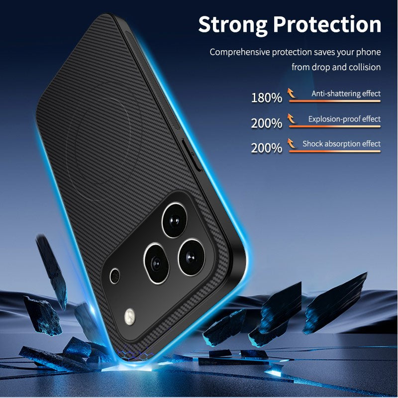 Honor 600 Pro WANLONFENG Mobilcover m. Carbon Tekstur - MagSafe Kompatibel - Lilla
