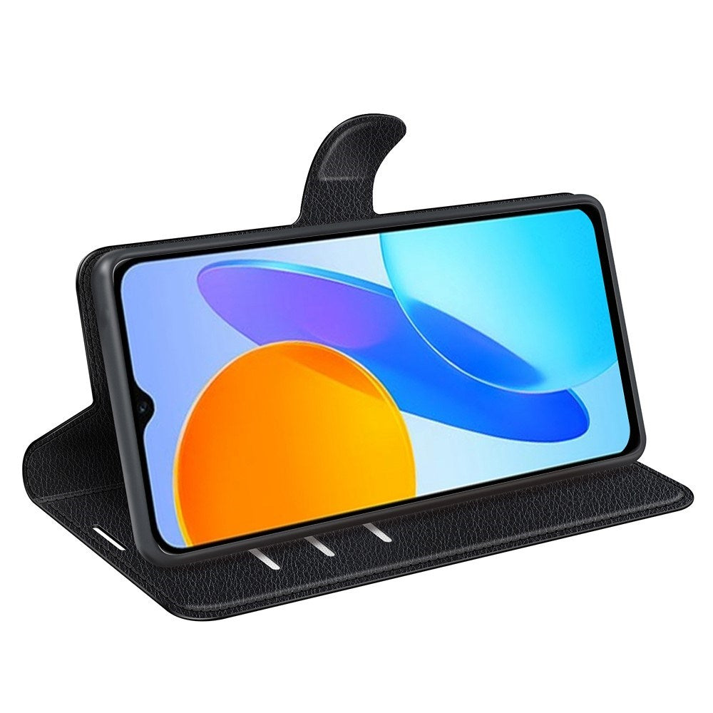 Honor X8 (5G) - EIDERWOOD Faux Leather Flip Cover m. Kortholder og stativfunksjon - svart