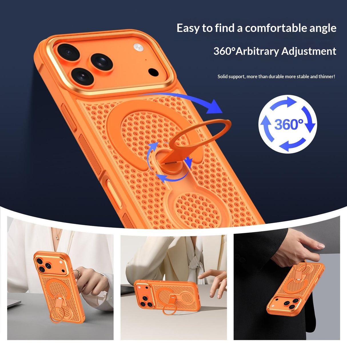 iPhone 17 Pro Max EIDERWOOD Mobilcover m. Varmeafledning & 360° Roterende Kickstand - MagSafe Kompatibel - Blå