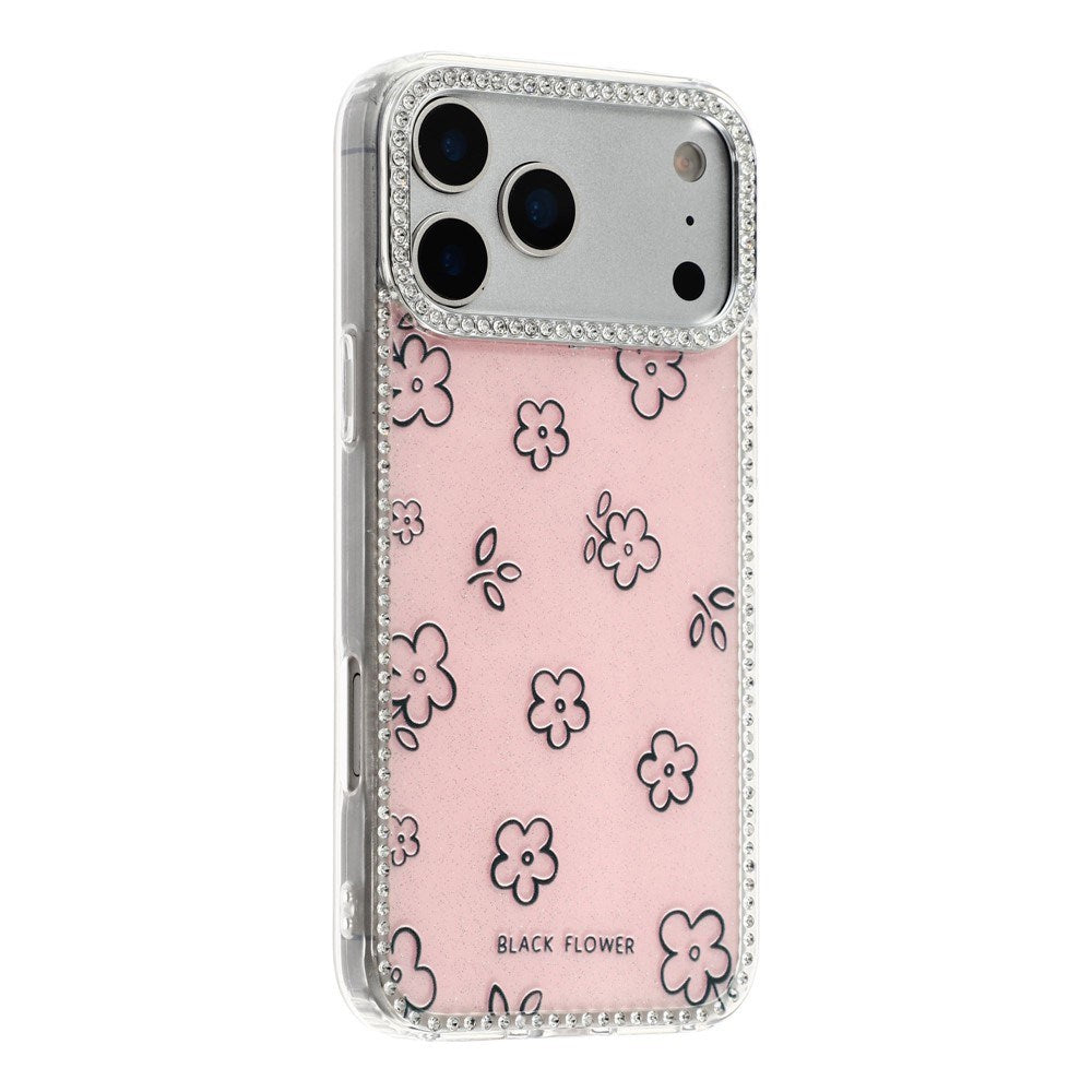 iPhone 17 Pro Max EIDERWOOD Hybrid Mobilcover m. Rhinsten & Blomsterdesign - Lyserød / Blomster