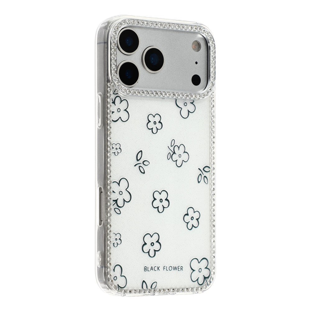 iPhone 17 Pro Max EIDERWOOD Hybrid Mobilcover m. Rhinsten & Blomsterdesign - Hvid / Blomster