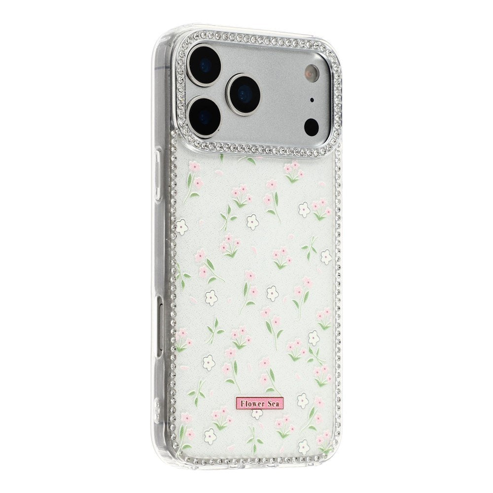 iPhone 17 Pro Max EIDERWOOD Hybrid Mobilcover m. Rhinsten & Blomsterdesign - Hvid / Forårsblomster