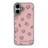 iPhone 17 EIDERWOOD Hybrid Mobilcover m. Rhinsten & Blomsterdesign - Lyserød / Blomster