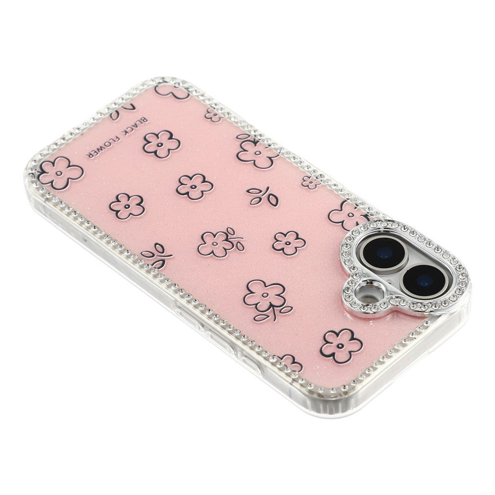 iPhone 17 EIDERWOOD Hybrid Mobilcover m. Rhinsten & Blomsterdesign - Lyserød / Blomster