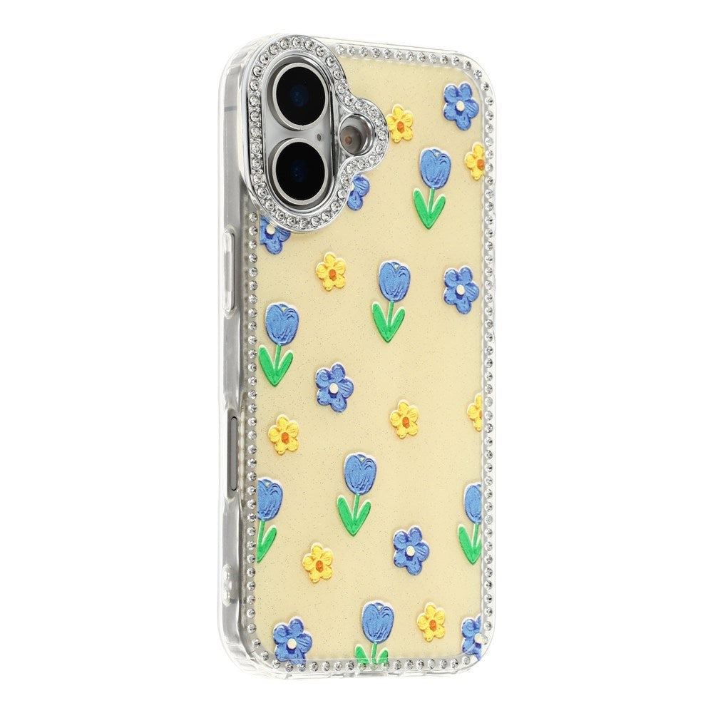 iPhone 17 EIDERWOOD Hybrid Mobilcover m. Rhinsten & Blomsterdesign - Gul / Tulipaner