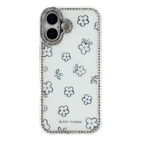 iPhone 17 EIDERWOOD Hybrid Mobilcover m. Rhinsten & Blomsterdesign - Hvid / Blomster
