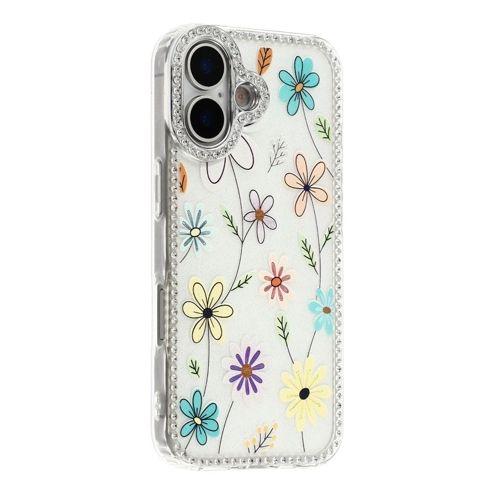 iPhone 17 EIDERWOOD Hybrid Mobilcover m. Rhinsten & Blomsterdesign - Hvid / Flerfarvet Blomster