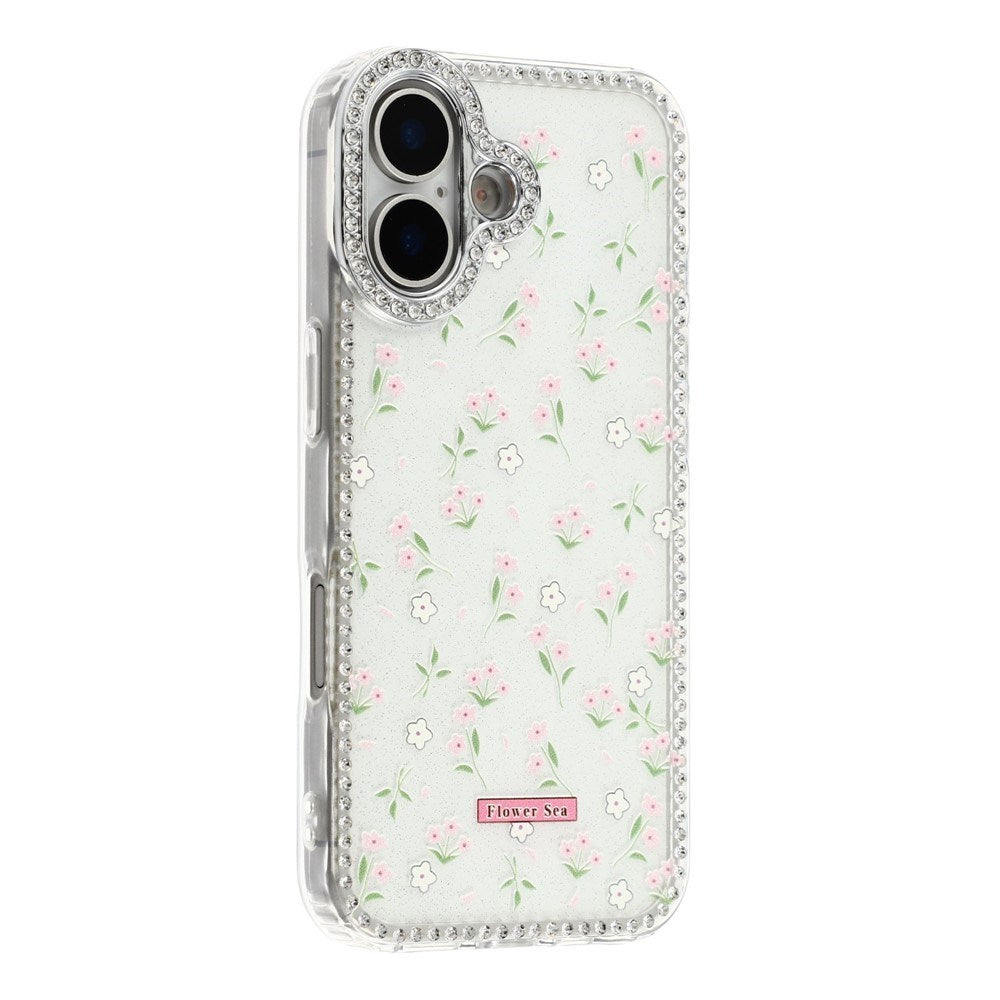 iPhone 17 EIDERWOOD Hybrid Mobilcover m. Rhinsten & Blomsterdesign - Hvid / Forårsblomster