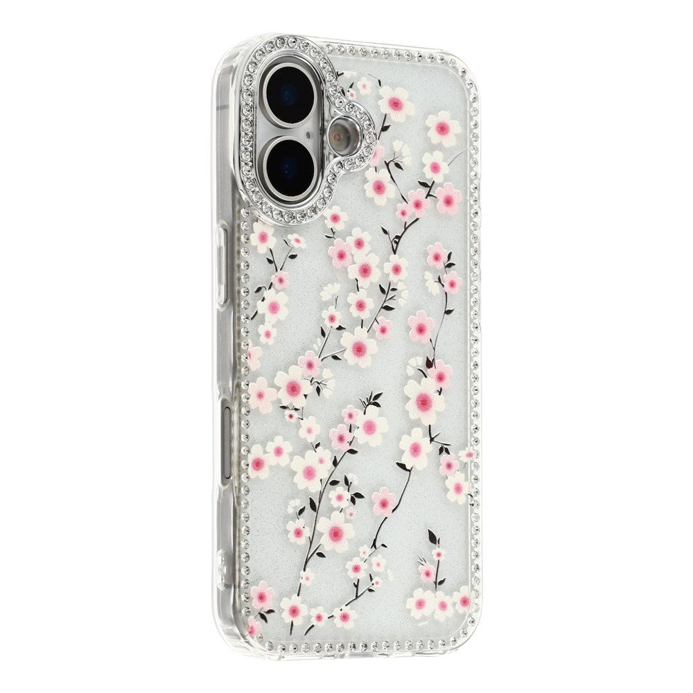 iPhone 17 EIDERWOOD Hybrid Mobilcover m. Rhinsten & Blomsterdesign - Gennemsigtig / Kirsebærblomster