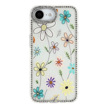 iPhone 17e / 16e EIDERWOOD Hybrid Mobilcover m. Rhinsten & Blomsterdesign - Hvid / Flerfarvet Blomster