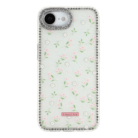 iPhone 17e / 16e EIDERWOOD Hybrid Mobilcover m. Rhinsten & Blomsterdesign - Hvid / Forårsblomster