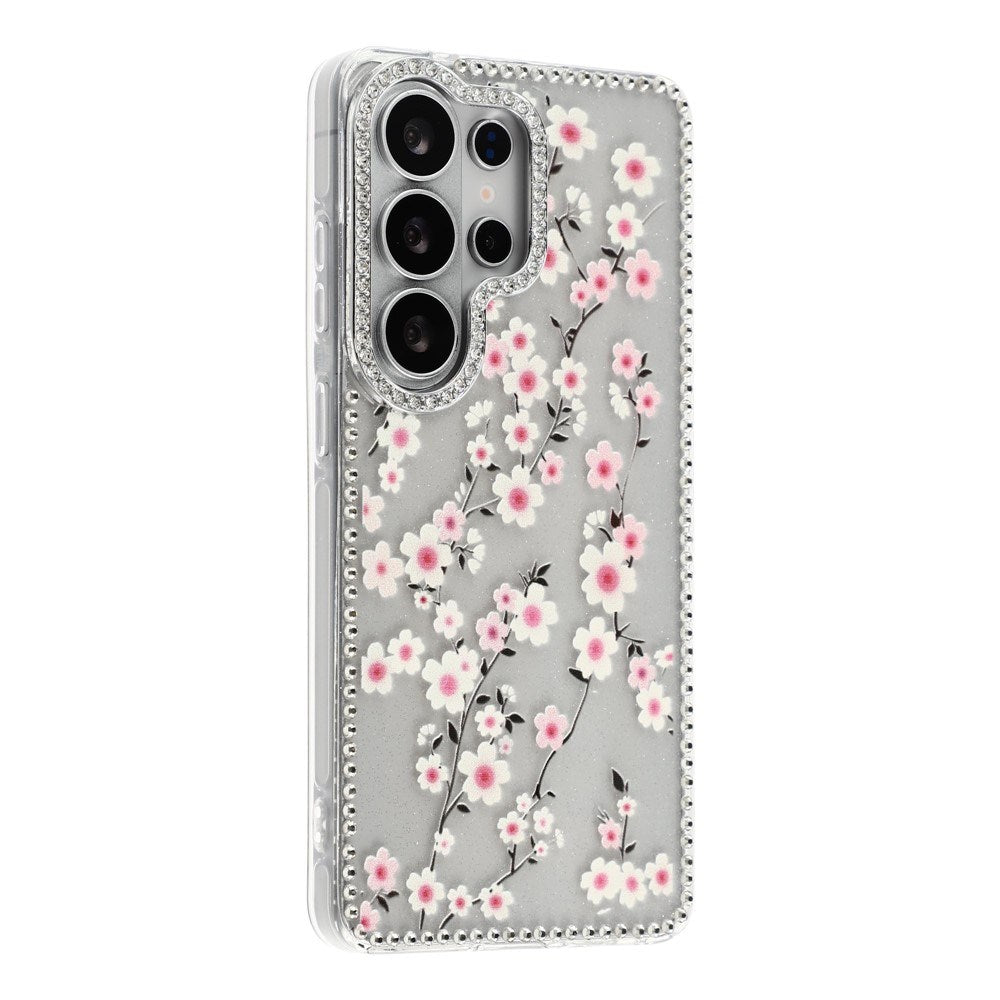 Samsung Galaxy S26 Ultra EIDERWOOD Hybrid Mobilcover m. Rhinsten & Blomsterdesign - Gennemsigtig / Kirsebærblomster