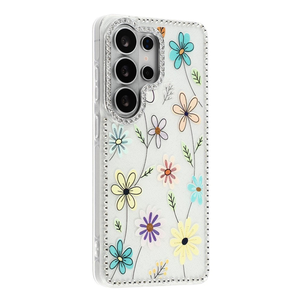 Samsung Galaxy S26 Ultra EIDERWOOD Hybrid Mobilcover m. Rhinsten & Blomsterdesign - Hvid / Flerfarvede Blomster