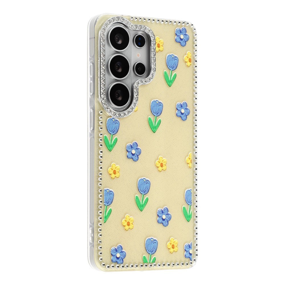 Samsung Galaxy S26 Ultra EIDERWOOD Hybrid Mobilcover m. Rhinsten & Blomsterdesign - Gul / Tulipaner