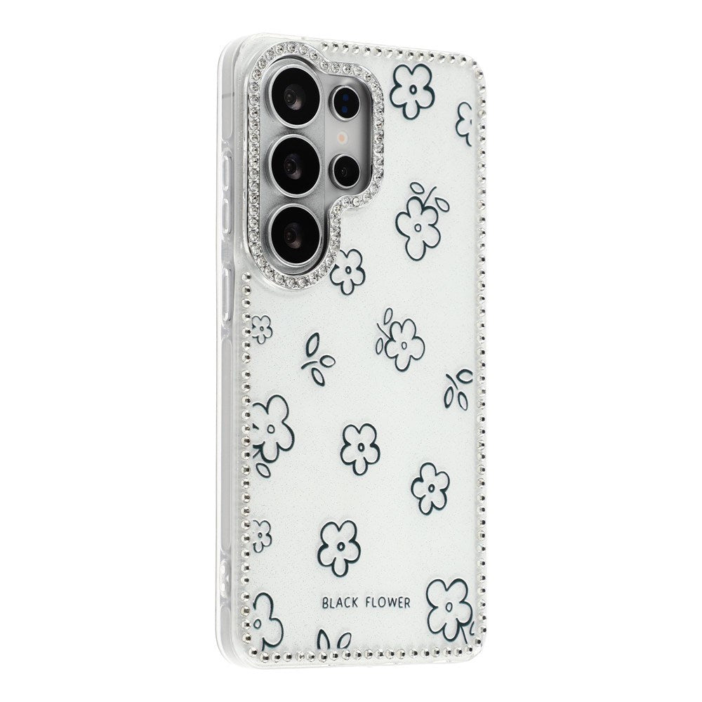Samsung Galaxy S26 Ultra EIDERWOOD Hybrid Mobilcover m. Rhinsten & Blomsterdesign - Hvid / Blomster