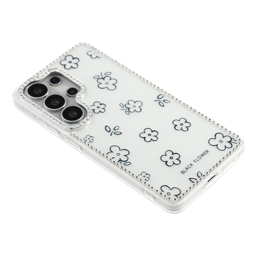 Samsung Galaxy S26 Ultra EIDERWOOD Hybrid Mobilcover m. Rhinsten & Blomsterdesign - Hvid / Blomster