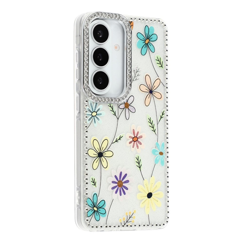 Samsung Galaxy S26 EIDERWOOD Hybrid Mobilcover m. Rhinsten & Blomsterdesign - Hvid / Flerfarvet Blomster