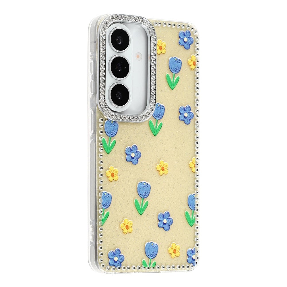 Samsung Galaxy S26 EIDERWOOD Hybrid Mobilcover m. Rhinsten & Blomsterdesign - Gul / Tulipaner