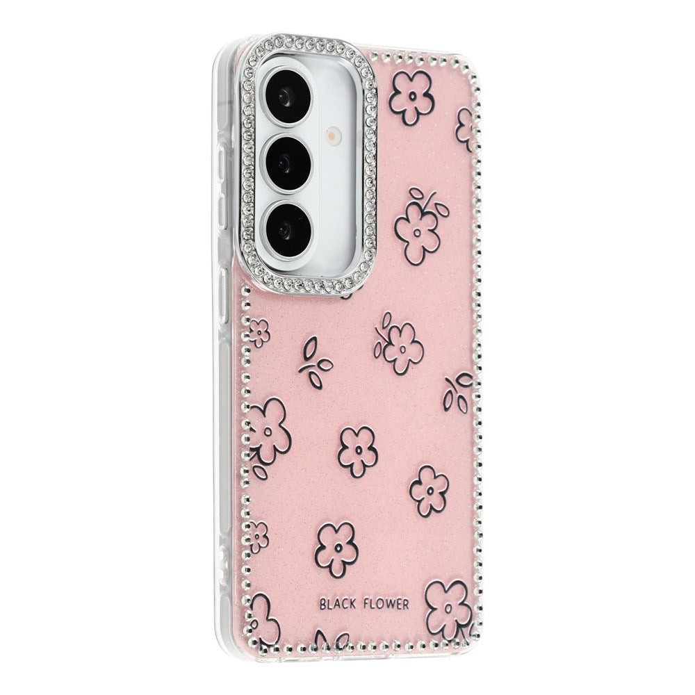 Samsung Galaxy S26 EIDERWOOD Hybrid Mobilcover m. Rhinsten & Blomsterdesign - Lyserød / Blomster
