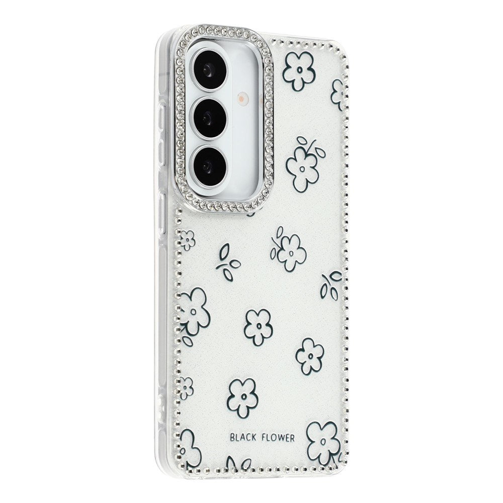 Samsung Galaxy S26 EIDERWOOD Hybrid Mobilcover m. Rhinsten & Blomsterdesign - Hvid / Blomster