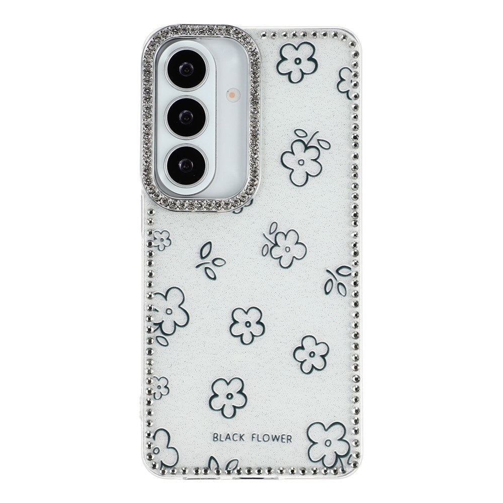 Samsung Galaxy S26 EIDERWOOD Hybrid Mobilcover m. Rhinsten & Blomsterdesign - Hvid / Blomster