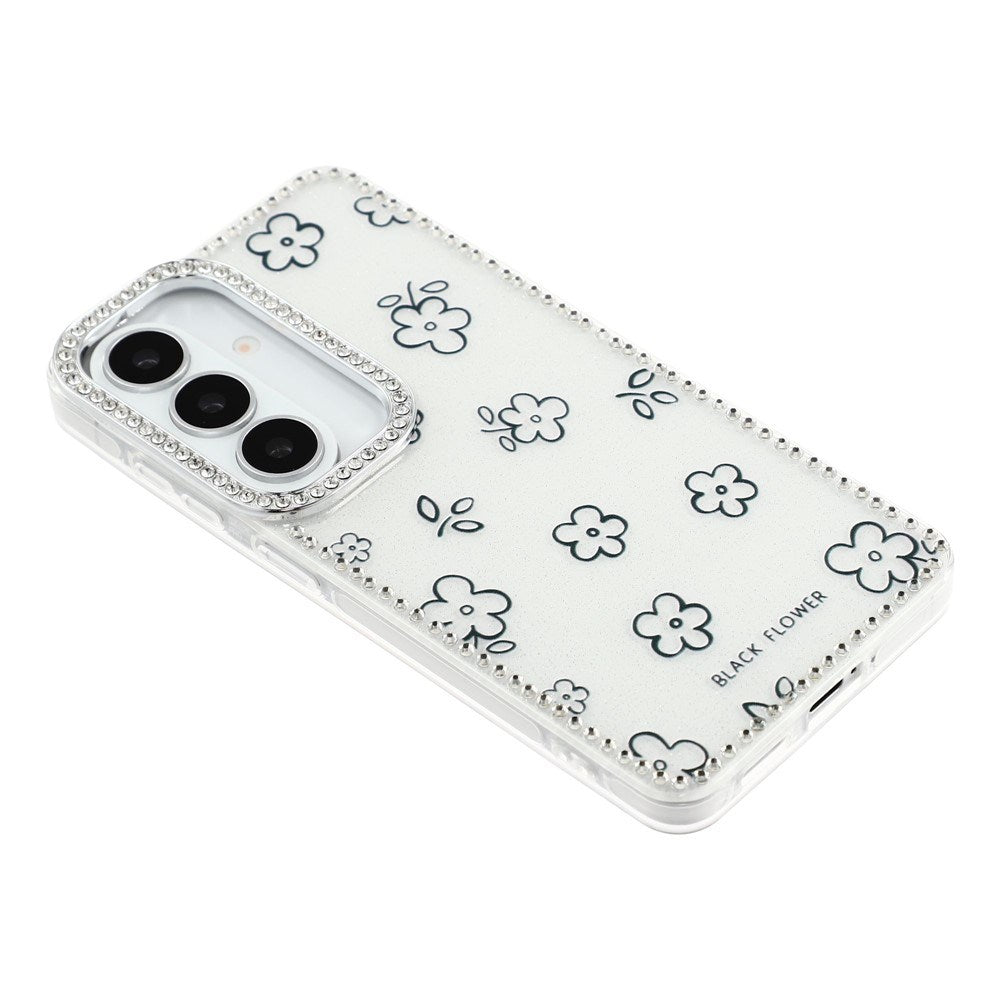 Samsung Galaxy S26 EIDERWOOD Hybrid Mobilcover m. Rhinsten & Blomsterdesign - Hvid / Blomster