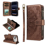 iPhone 17 Pro EIDERWOOD Flipcase m. 9 x Kortholder / Lynlåslomme / RFDI-Blokering / Rem - Brun