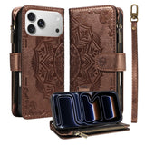 iPhone 17 Pro EIDERWOOD Flipcase m. 9 x Kortholder / Lynlåslomme / RFDI-Blokering / Rem - Brun