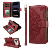 iPhone 17 Pro EIDERWOOD Flipcase m. 9 x Kortholder / Lynlåslomme / RFDI-Blokering / Rem - Rød