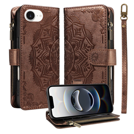 iPhone 17e / 16e EIDERWOOD Flipcase m. 9 x Kortholder / Lynlåslomme / RFDI-Blokering / Rem - Brun