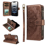 iPhone 17e / 16e EIDERWOOD Flipcase m. 9 x Kortholder / Lynlåslomme / RFDI-Blokering / Rem - Brun