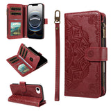 iPhone 17e / 16e EIDERWOOD Flipcase m. 9 x Kortholder / Lynlåslomme / RFDI-Blokering / Rem - Rød